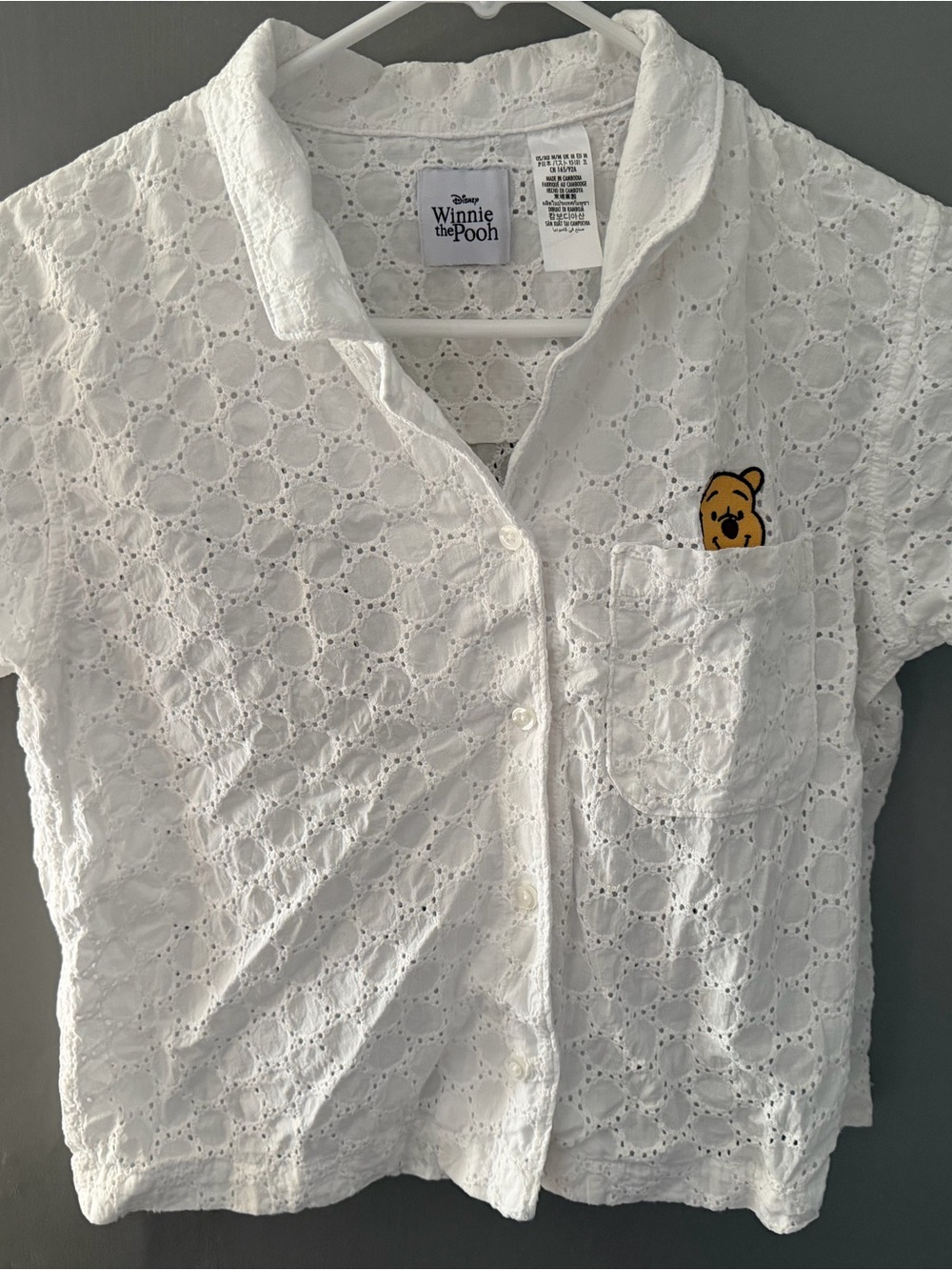 White Eyelet Button-Front women’s Shirt size medium